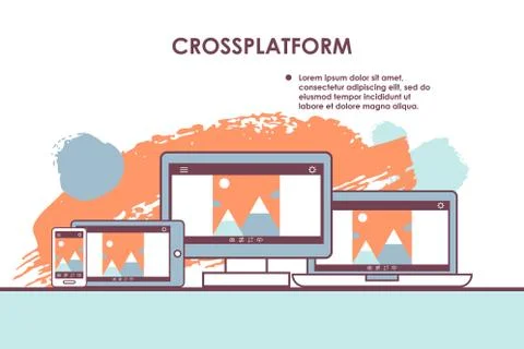Cross platform website interface, vector illustration. Modern web design Stock Illustration