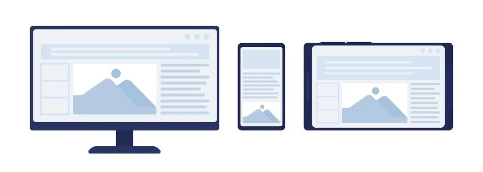 Cross-platform website semi flat color vector device screens pack 스톡 일러스트