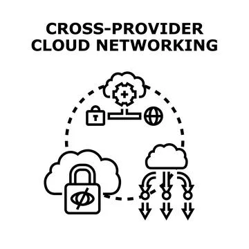 Cross provider cloud networking concept illustration 스톡 일러스트