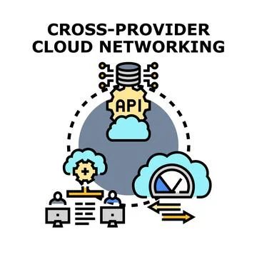 Cross provider cloud networking concept vector illustration イラスト素材