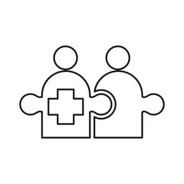 Cross puzzle Commitment Teamwork Together Outline Logo Stock Illustration