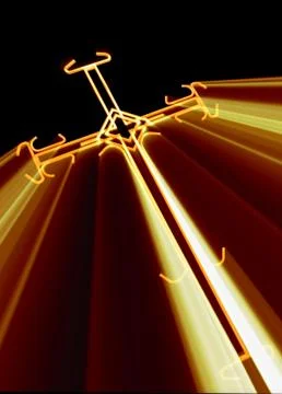 Cross with red  rays Stock Illustration