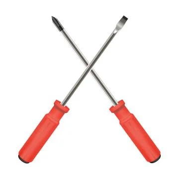 Cross red screwdriver logo Stock Illustration