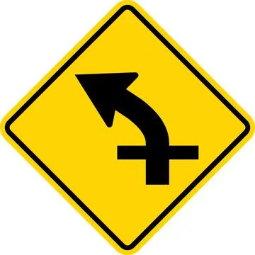 Cross road intersection left sign. Illustrazione stock