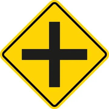 Cross road intersection sign. Stock Illustration