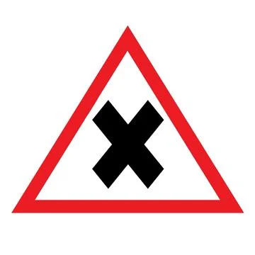Cross road sign road rules traffic sign symbol design illustration Stock Illustration
