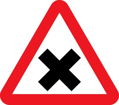 Cross road traffic sign vector drawing. Stock Illustration