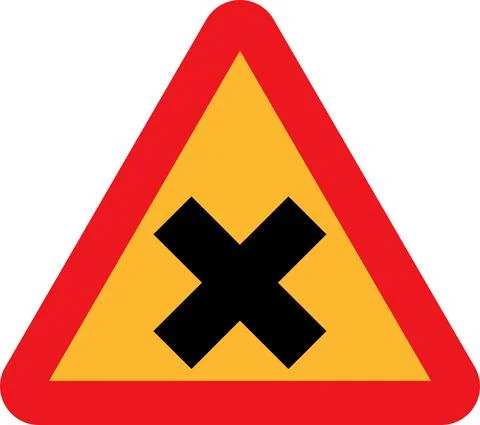 Cross road traffic sign vector drawing. イラスト素材