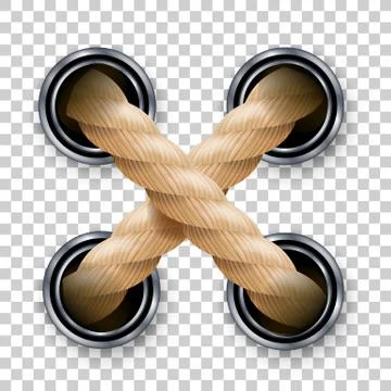 Cross Ropes Or Strings With Metallic Holes Vector Stock Illustration