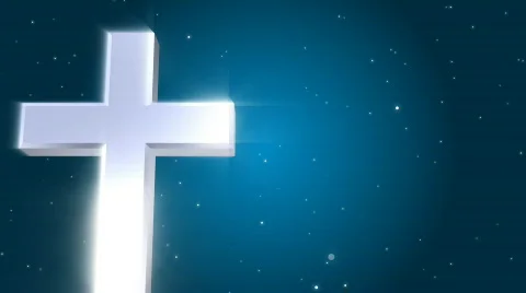 Cross rotating to the left of a star filled scene. Version 1 of 2.  스톡 동영상 293571