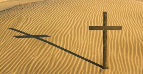 Cross sand shadow Foto stock