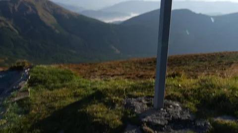 Cross sculpture in mountains Stock Footage 95090301