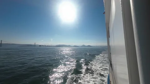 Cross the sea by boat Stock Footage 220426547