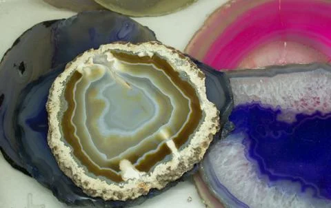 A cross section of the agate stone Stock Photos