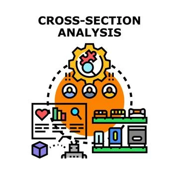 Cross section analysis evaluating business data and metrics Stock Illustration