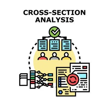 Cross section analysis evaluating research data and demographics Stock Illustration
