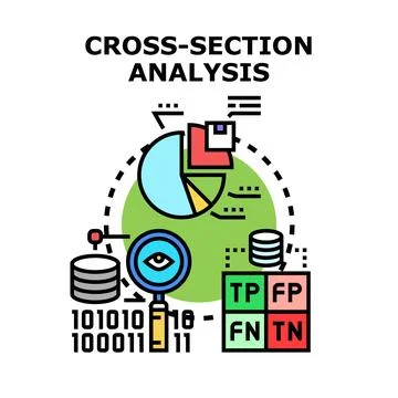 Cross section analysis examining data statistics performance Stock Illustration