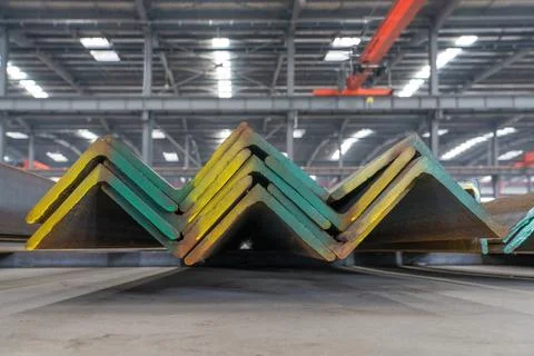 Cross section of angle steel used in the production of iron tower components Stock Photos