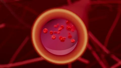 A Cross Section Of An Artery Whose Wall Has Thickened Under Long High Pressure 스톡 동영상 343254686