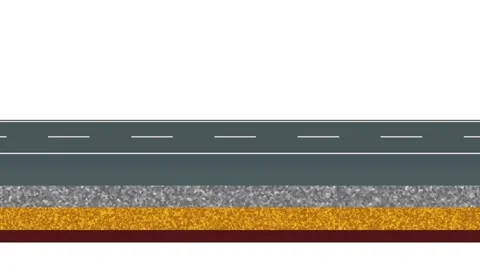 Cross section of asphalt road construction with layered structure Stock Footage 308237507