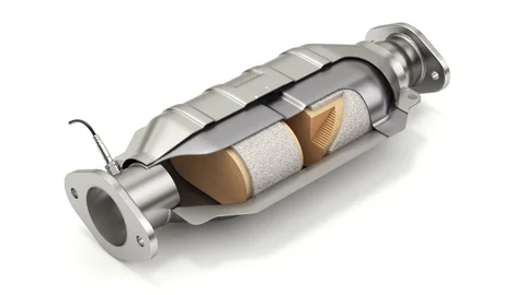Cross section of catalytic converter animation Stock Footage 97043804