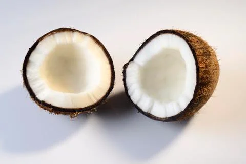 Cross Section of Coconut Fruit on White Background Stock Photos