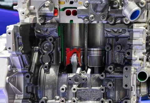 Cross Section of Diesel Engine Stock Photos