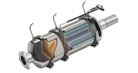 Cross section of of diesel particulate filter -DPF filter animation Stock Footage 316773060
