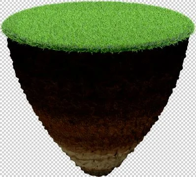 Cross section of ground with grass. Isolated on transparent background. Иллюстрация