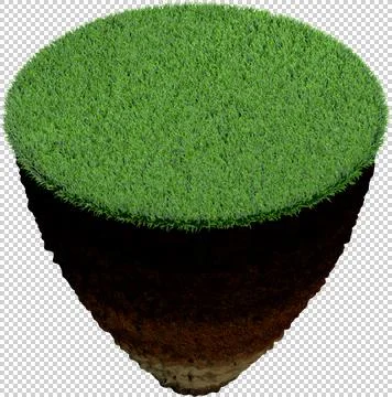 Cross section of ground with grass. Isolated on transparent background. Иллюстрация