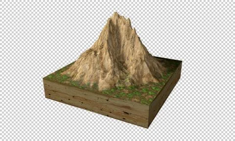 Cross section of ground with mountain. Isolated on transparent background. イラスト素材