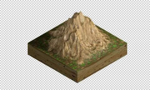 Cross section of ground with mountain. Isolated on transparent background. 스톡 일러스트