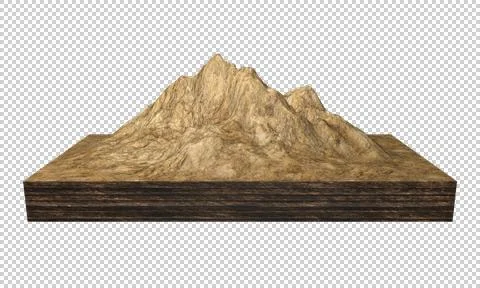 Cross section of ground with mountain. Isolated on transparent background. 스톡 일러스트