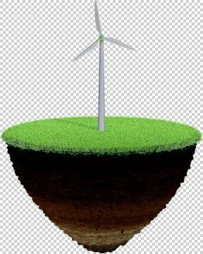 Cross section of ground with wind turbine. Isolated on transparent background 스톡 일러스트
