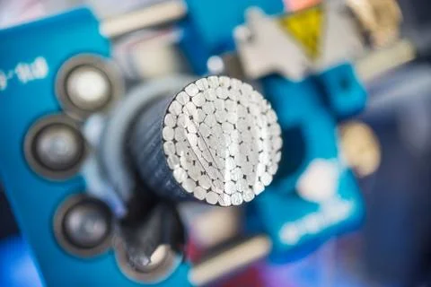 Cross section of high-voltage cable. Stock Photos