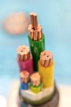 Cross section of high-voltage cable. Stock Photos