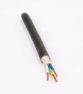 Cross section of high-voltage cable, polymer insulation Stock Photos