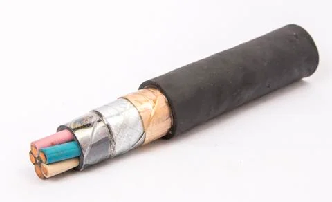 Cross section of high-voltage cable, polymer insulation Stock Photos