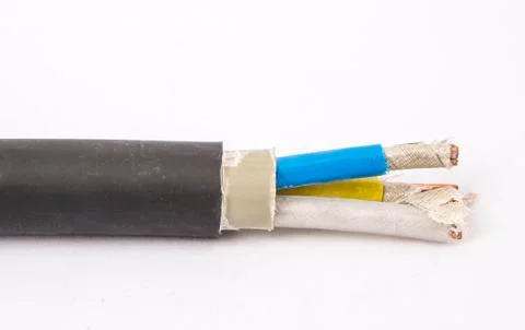 Cross section of high-voltage cable, polymer insulation Stock Photos