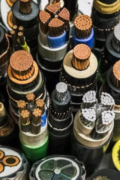 Cross section of high-voltage cable High quality photo Stock Photos