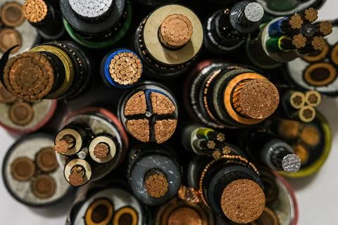 Cross section of high-voltage cable High quality photo Stock Photos