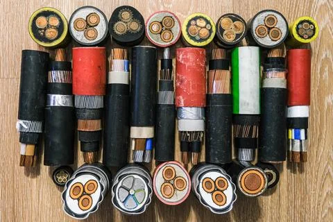 Cross section of high-voltage cable High quality photo Stock Photos
