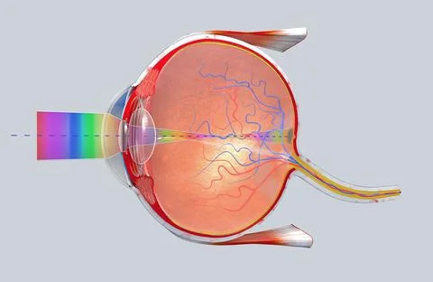 Cross-section of the human eye in a side view Stock Illustration