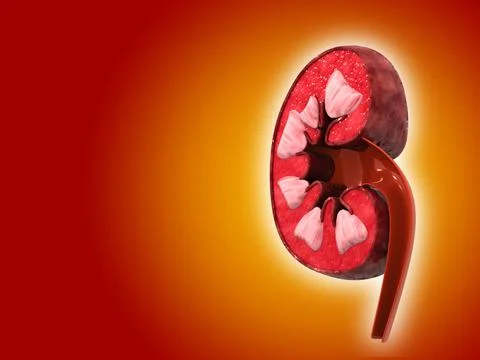 Cross section of human kidney Stock Illustration