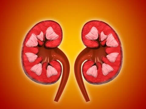Cross section of human kidney Ilustración de archivo