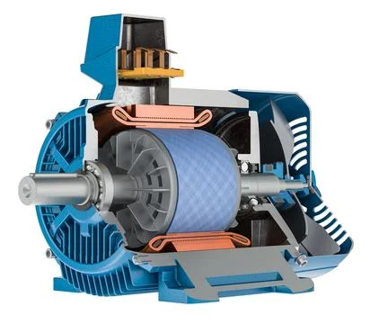 Cross section of industrial electric motor, 3D rendering Stock Illustration