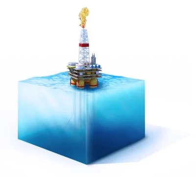 Cross section of ocean with oil platform Stock Illustration