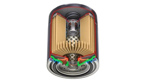 Cross section of oil filter animation Video stock 97388593