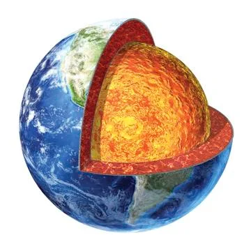 Cross section of planet Earth showing the lower mantle. Ilustración de archivo