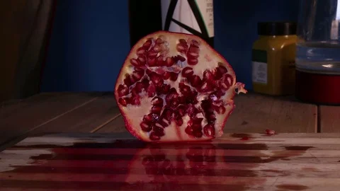 Cross-Section of a Pomegranate Stock Footage 75660695